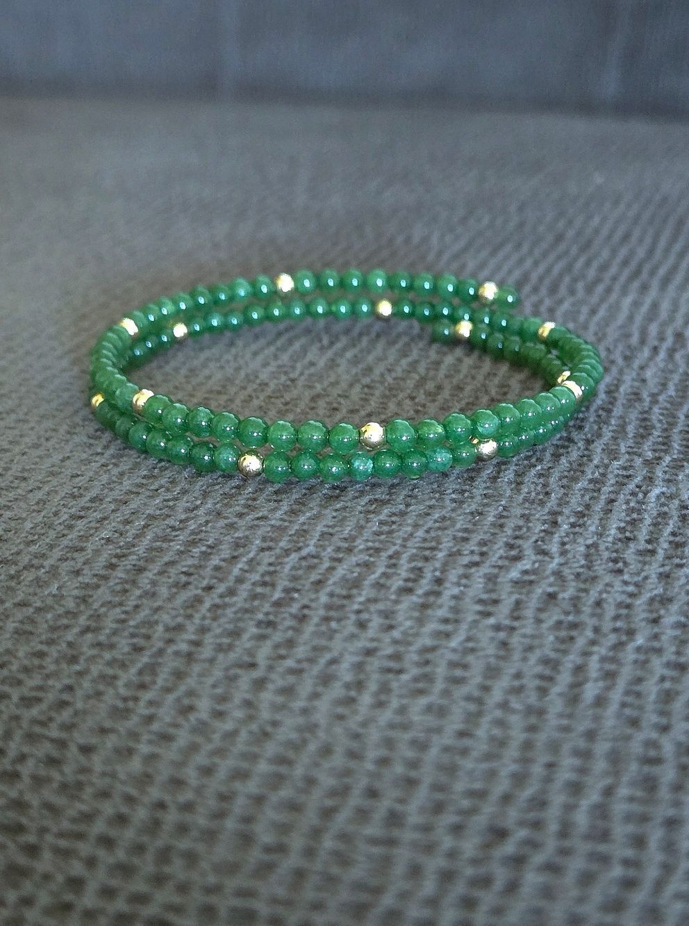 Green๐โJade and 14K Gold๐ Beads Wrap Bracelet - NWT - Picture 4 of 16